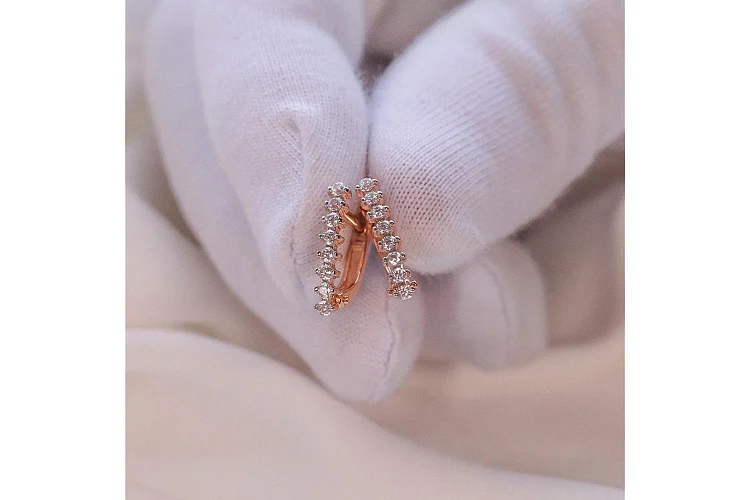 Серьги Дорожки из красного золота с 16 фианитами