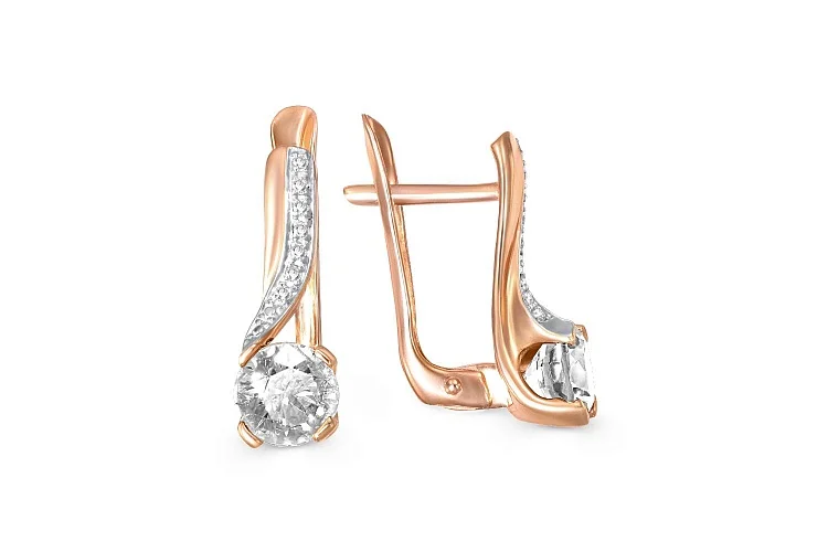 Серьги из красного золота с 16 кристаллами swarovski