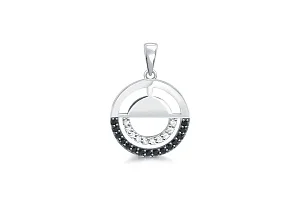 Подвеска Круг из белого золота с 25 фианитами
