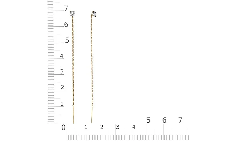Серьги-продёвки из жёлтого золота с 2 бриллиантами