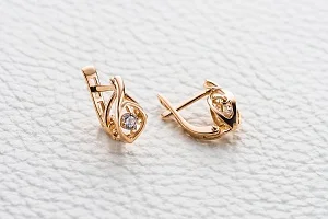 Серьги из красного золота с 2 фианитами