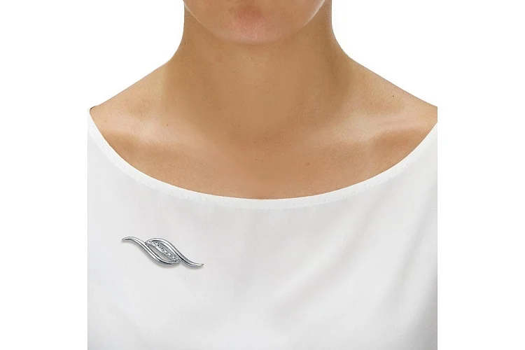 Брошь из белого золота без вставок