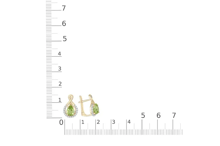 Серьги из жёлтого золота с 36 хризолитами