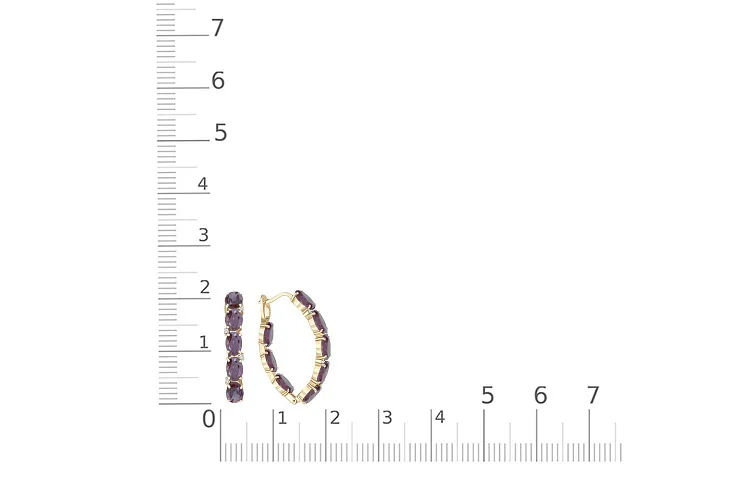 Серьги из жёлтого золота с 16 александритами и 8 фианитами