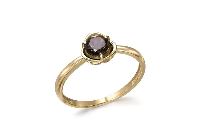 Кольцо из жёлтого золота с раухтопазом