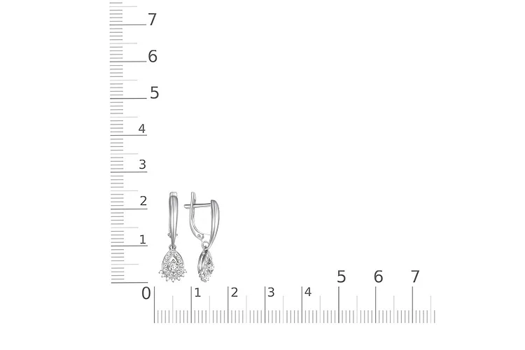 Серьги из белого золота с 46 фианитами