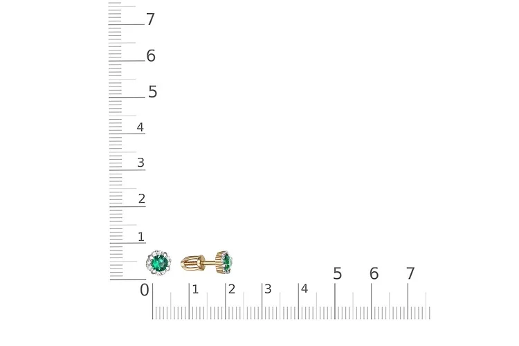 Серьги-пусеты из жёлтого золота с 2 изумрудами и 16 бриллиантами