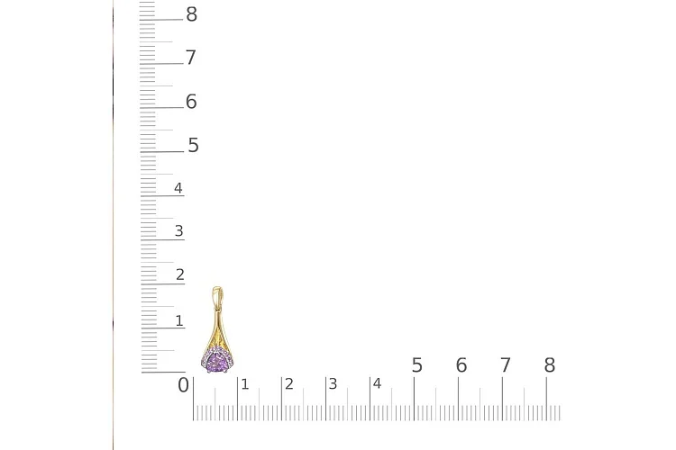 Подвеска из жёлтого золота с аметистом и 11 фианитами