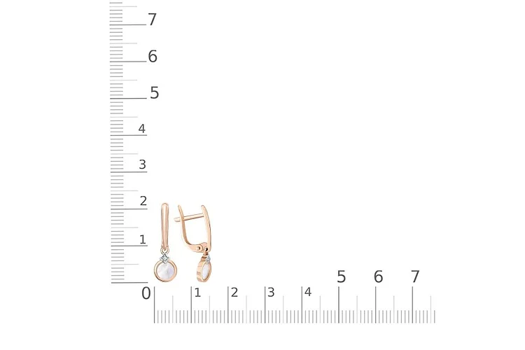Серьги из красного золота с перламутром и 2 фианитами