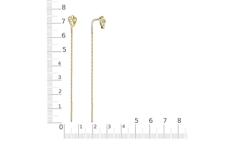 Серьги-продёвки из жёлтого золота без вставок