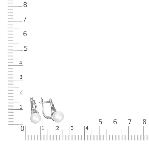 Серьги из белого золота с 2 жемчужинами и 14 бриллиантами