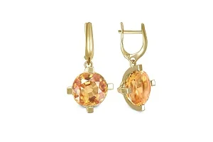 Серьги из жёлтого золота с 2 кварцами