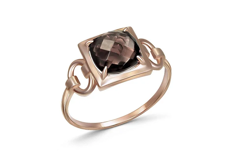 Кольцо из красного золота с раухтопазом