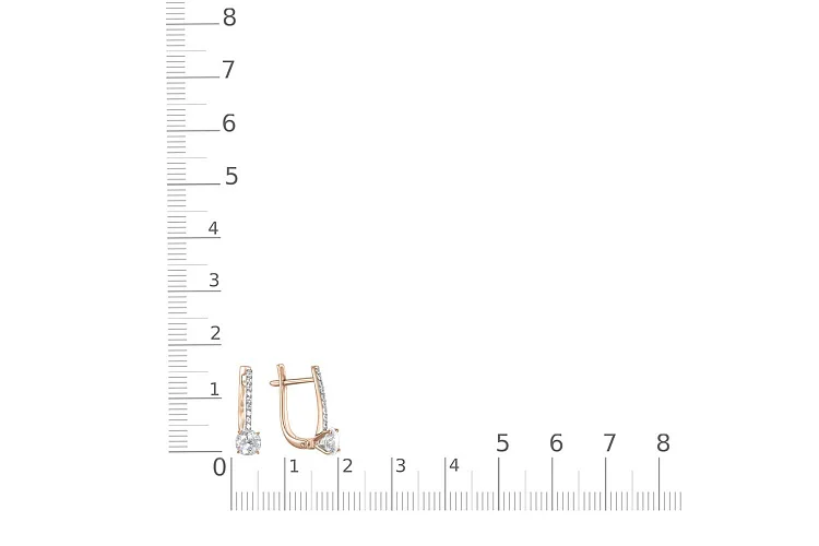 Серьги из красного золота с 20 фианитами