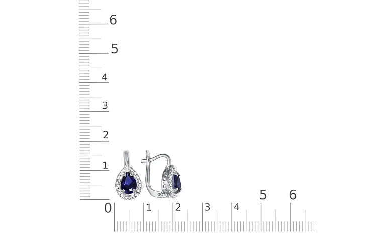 Серьги из белого золота с 2 корундами и 34 бриллиантами