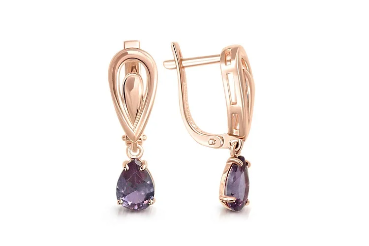 Серьги из красного золота с 2 корундами