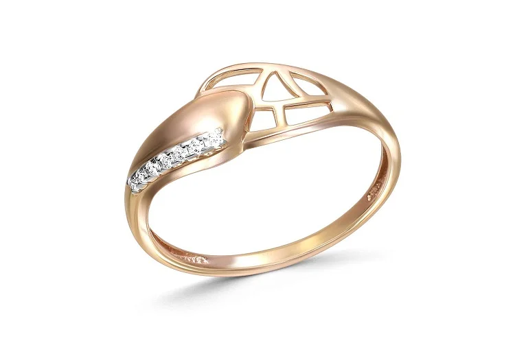 Кольцо из красного золота с 7 фианитами