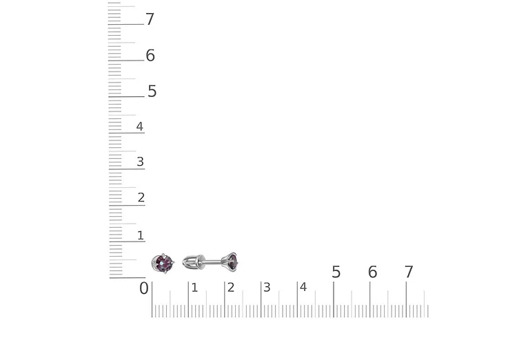 Серьги-пусеты из белого золота с 2 александритами