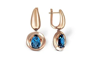 Серьги из красного золота с 2 ситаллами