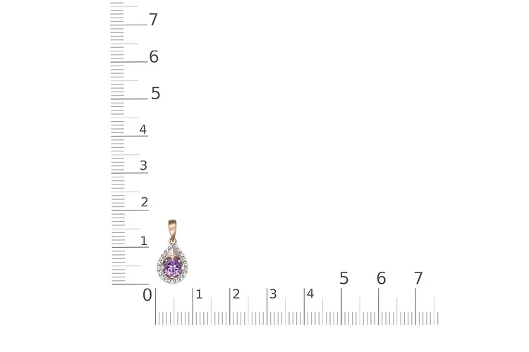 Подвеска из красного золота с аметистом и 19 фианитами