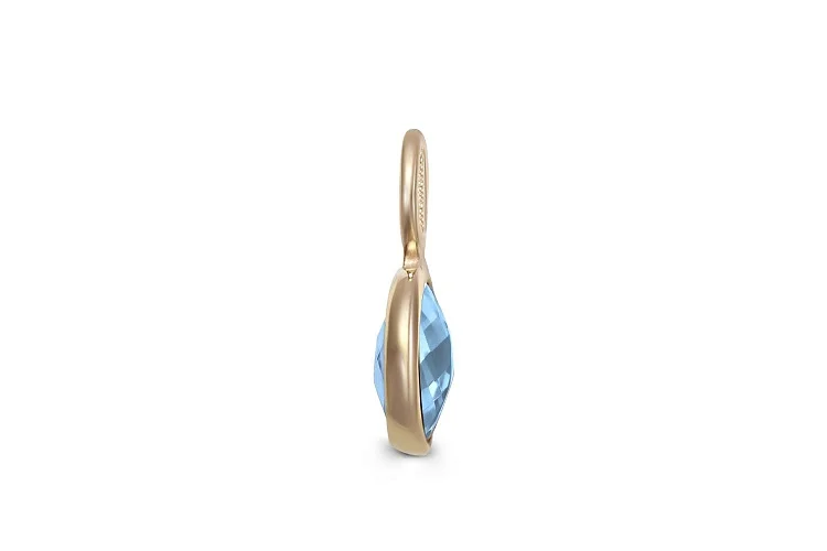 Подвеска серёг-трансформеров из жёлтого золота с топазом swiss
