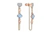 Серьги-пусеты Сердца из красного золота с 2 топазами sky и 32 фианитами