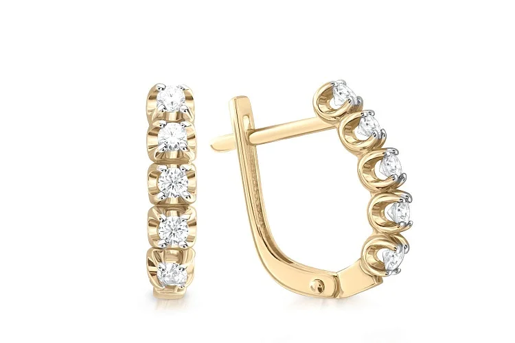 Серьги Дорожки из жёлтого золота с 10 муассанитами