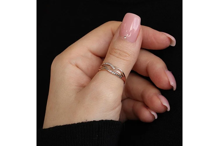 Кольцо дорожка из красного золота с 11 бриллиантами