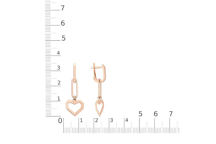 Серьги-трансформеры Сердца из красного золота без вставок