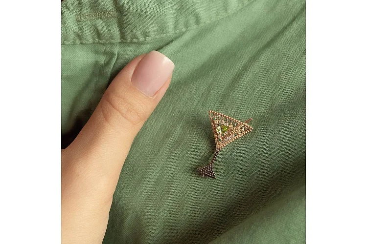 Брошь Коктейль из красного золота с хризолитами, цитринами и фианитами