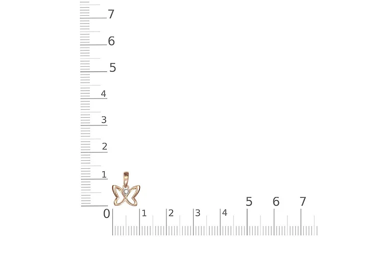 Подвеска Бабочка из красного золота с фианитом