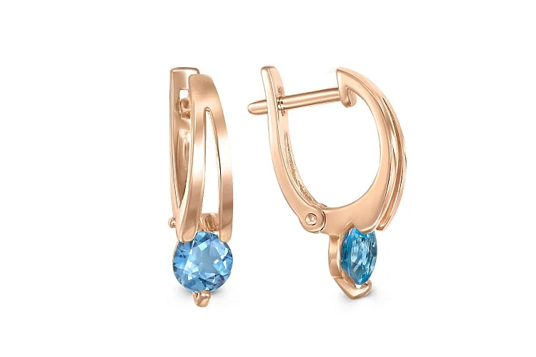 Серьги из красного золота с 2 топазами swiss