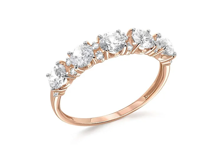 Кольцо Дорожка из красного золота с 17 муассанитами