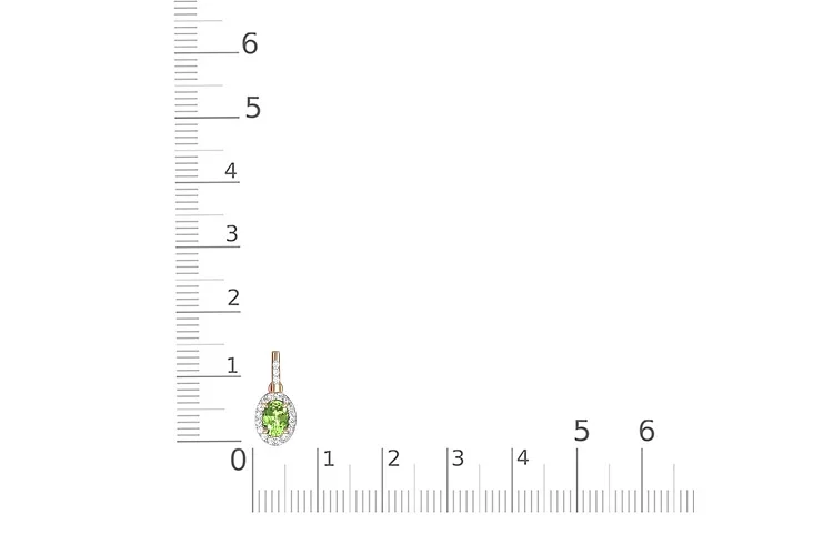 Подвеска из красного золота с хризолитом и 19 фианитами