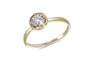 Кольцо Круг из жёлтого золота с бриллиантом