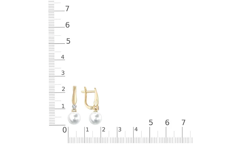 Серьги из жёлтого золота с 2 жемчужинами и 12 бриллиантами