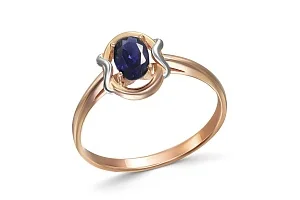 Кольцо из красного золота с сапфиром