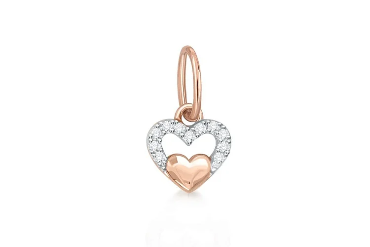 Подвеска Сердце из красного золота с 11 фианитами