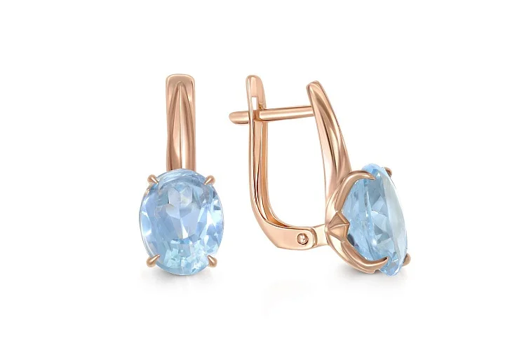 Серьги из красного золота с 2 топазами sky