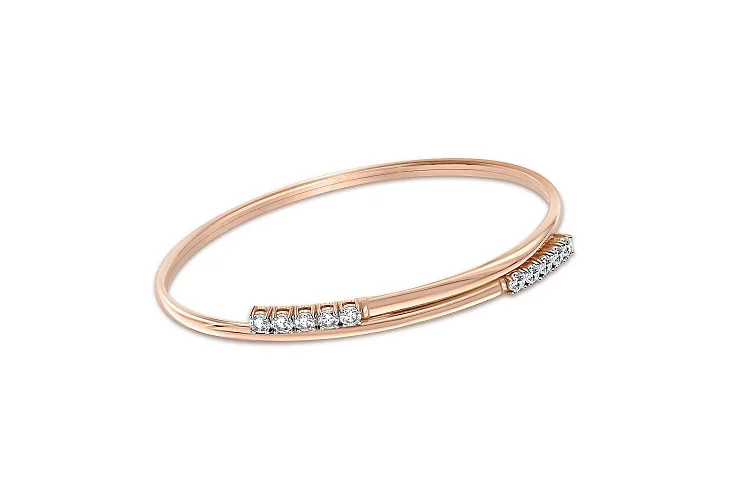 Браслет из красного золота с 10 фианитами