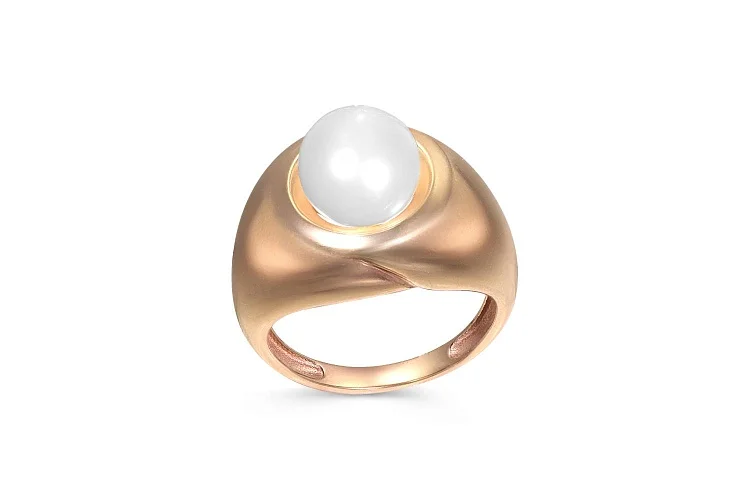 Кольцо из красного золота с жемчугом