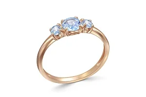 Кольцо из красного золота с 3 топазами sky