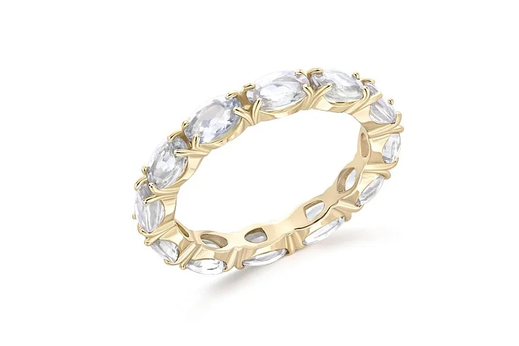 Кольцо Дорожка из жёлтого золота с горным хрусталём