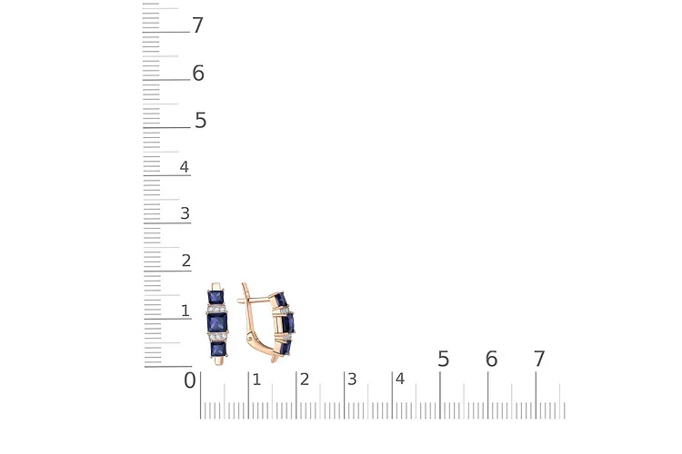 Серьги из красного золота с 6 корундами и 12 бриллиантами