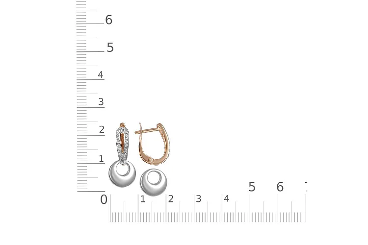Серьги-трансформеры из красного золота с 42 фианитами