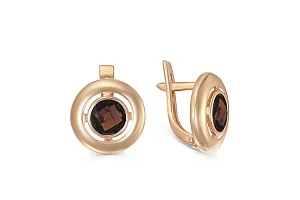Серьги Круги из красного золота с 2 раухтопазами