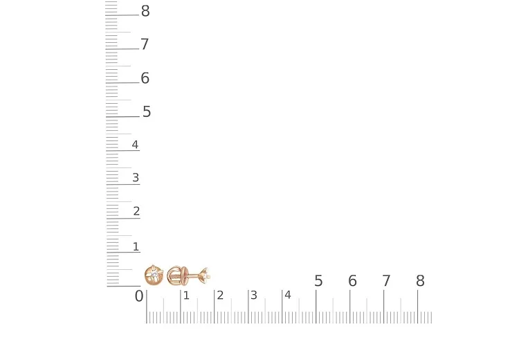 Серьги-пусеты Цветы из красного золота с 2 бриллиантами