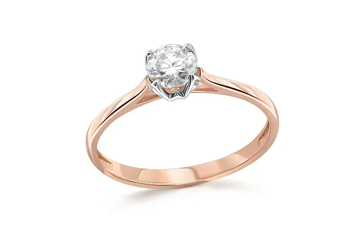 Кольцо из красного золота с фианитом