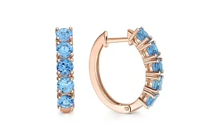 Серьги Дорожки из красного золота с 10 топазами swiss