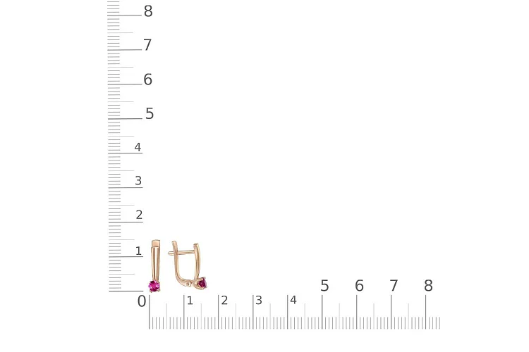 Серьги из красного золота с 2 рубинами